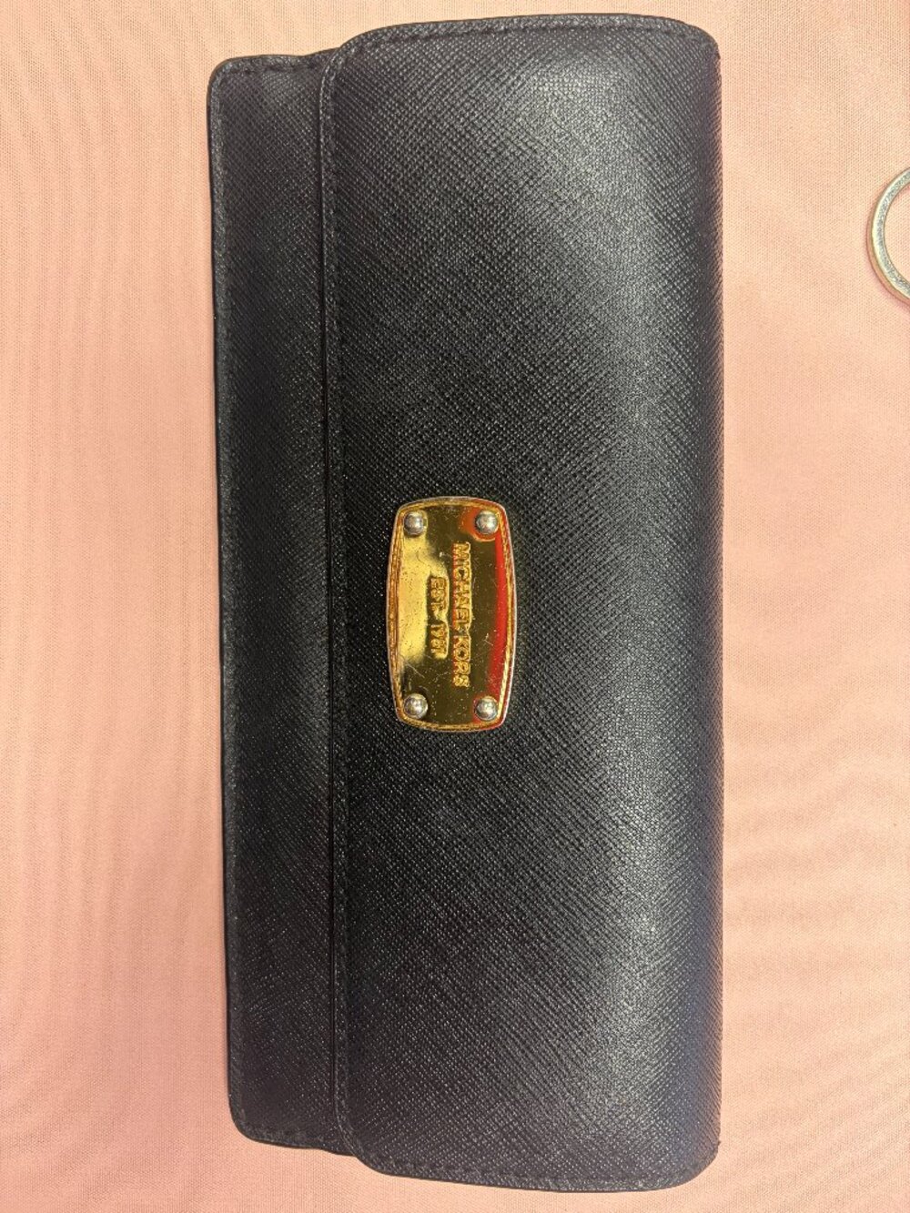 Black Michael Kors Jet Set travel continental wallet 7.5" x 3.5"